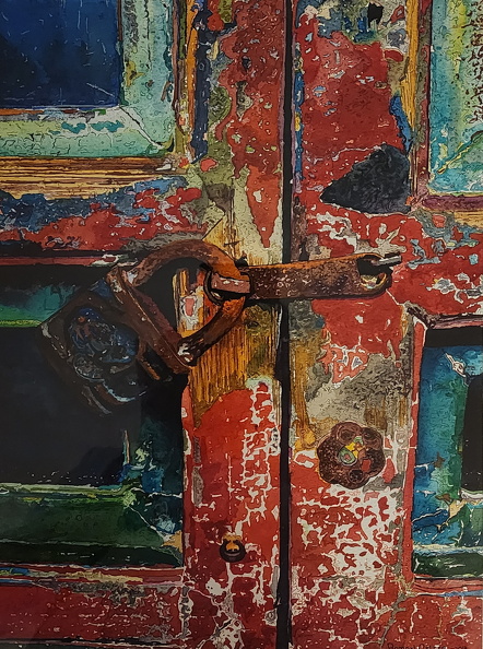 Chinese Door watercolor framed,image size 10 x 13