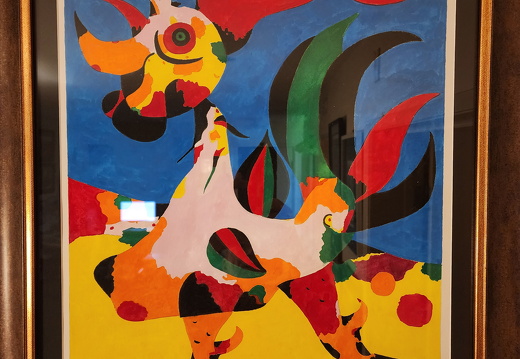 Joan Miro Rooster, 1944,Gouache framed,image size 16 x 20