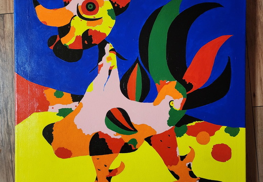 Joan Miro,Rooster,oil size 24 x 30