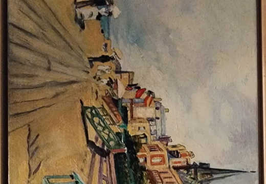 Hopper,oil on french linen,mini ,framed,size 8 x 10
