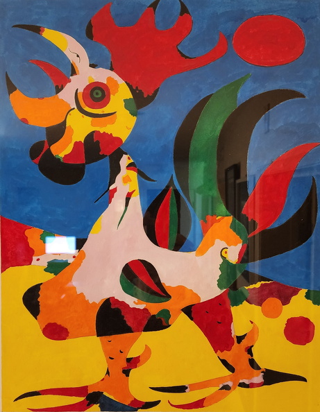 After Joan Miro Rooster, 1944,Gouache framed,image size 16 x 20