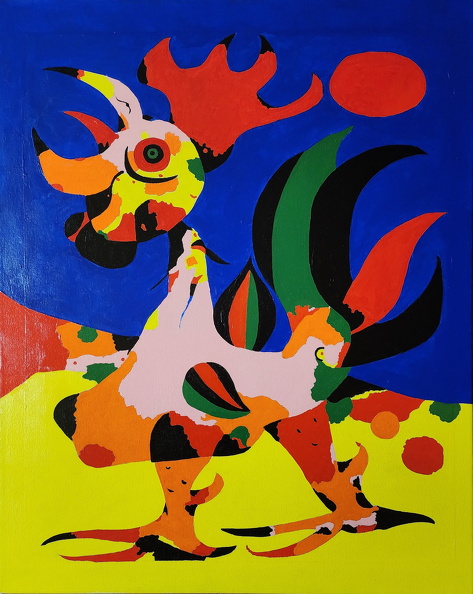 After Joan Miro,Rooster,oil size 24 x 30